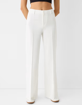 Bershka Wide-leg tailoring trousers in white | ASOS (Global)