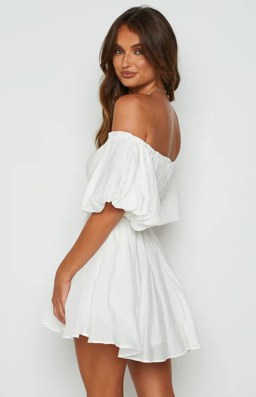 Paradise Puff Sleeve Dress White | Beginning Boutique (AU)