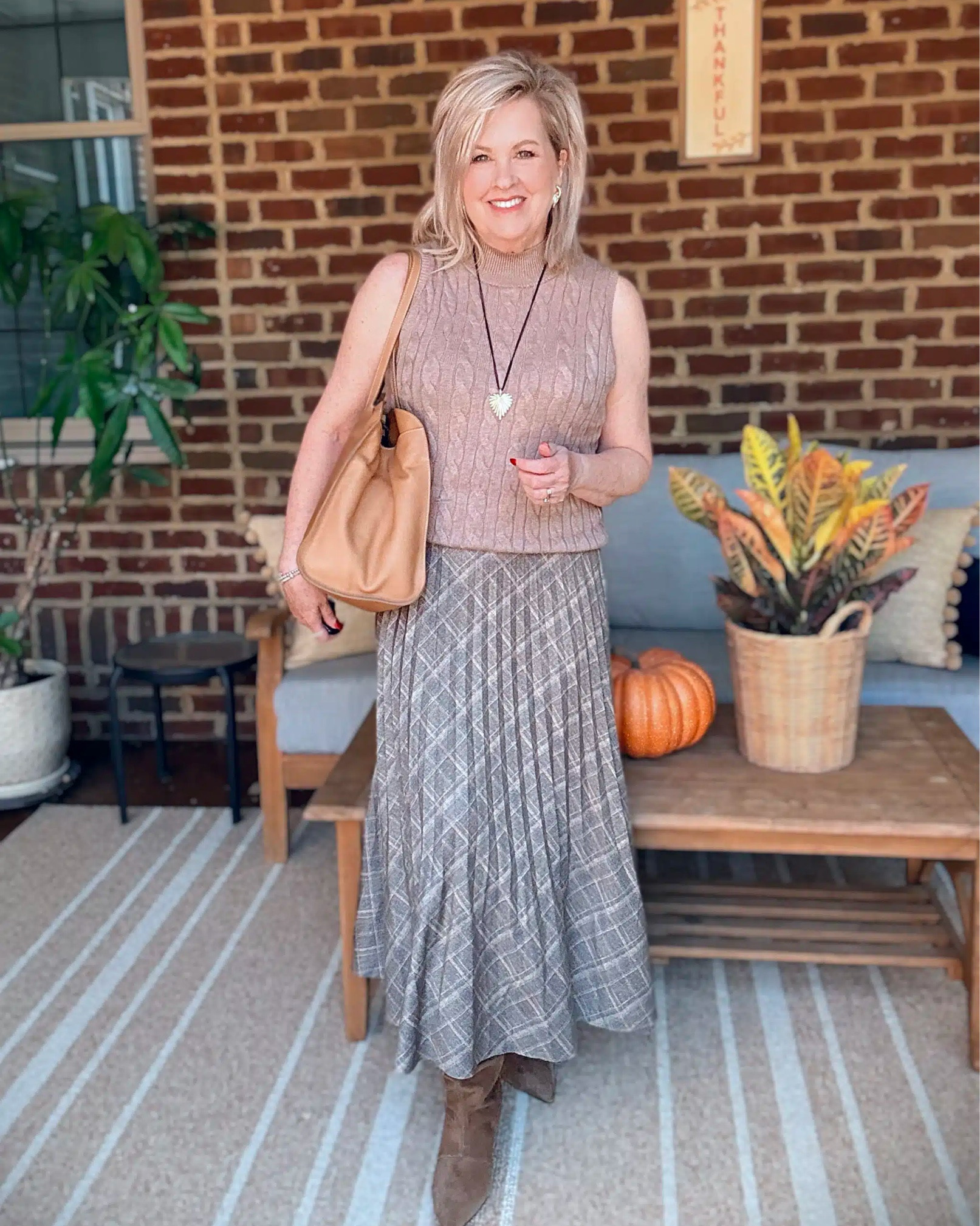 Another great Fall outfit and I’ve shared a second photo adding a suede jacket. It may be too warm for the jacket now, but will be perfect once it cools down. My shell and skirt are both a size large.

#LTKWorkwear #LTKOver40 #LTKSeasonal