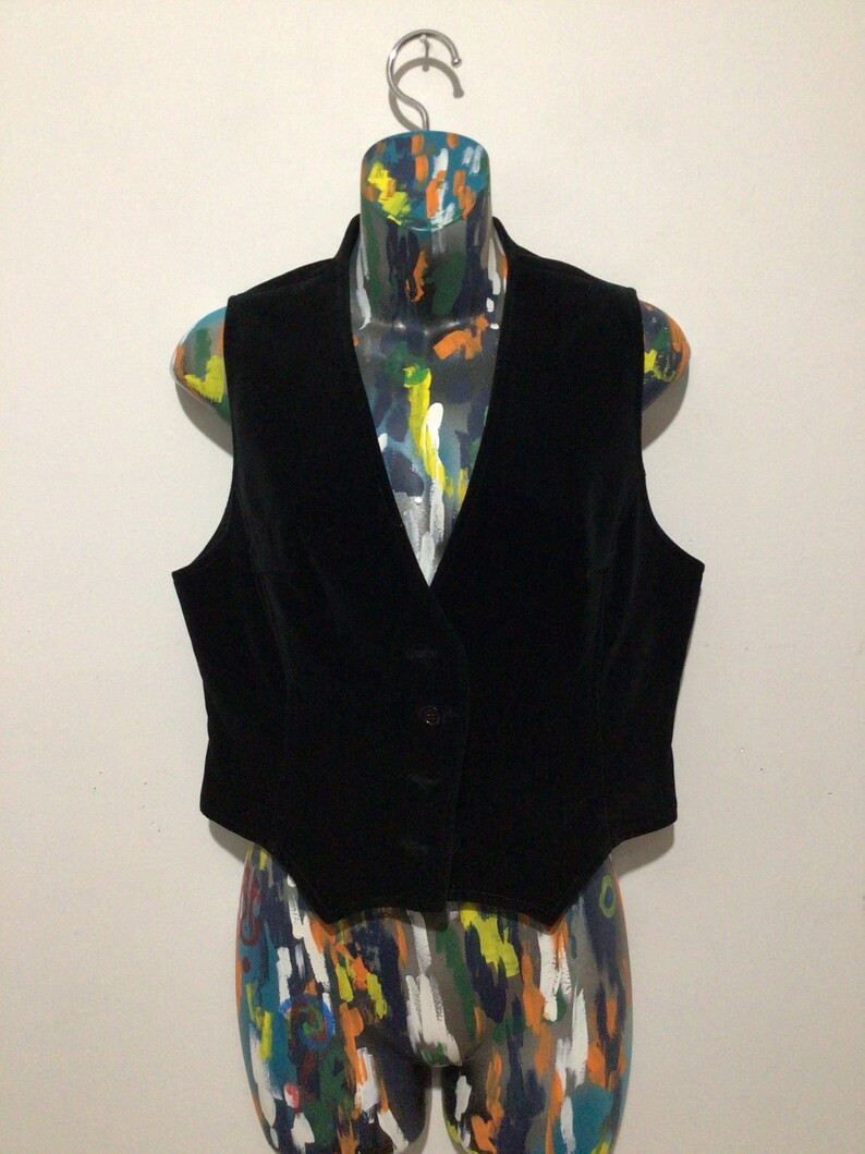 Vintage Womans Black Velvet Vest - Etsy | Etsy (US)