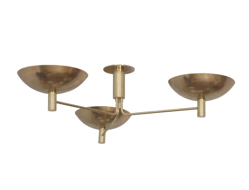 3 Light Domed Uplight Mid Century Modern Raw Brass Sputnik chandelier light Fixture | Etsy (US)