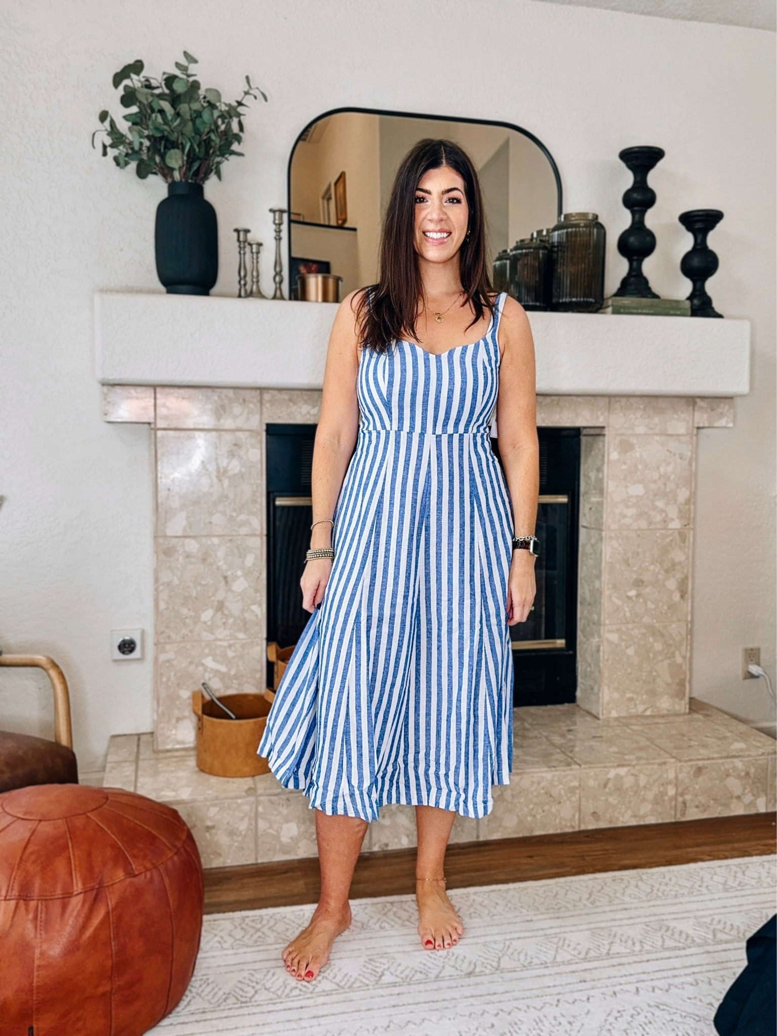 old navy fit & flare midi dress Fit & Flare Linen-Blend Midi Dress main image 0