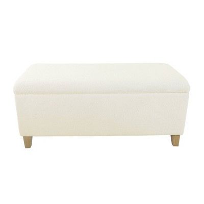 Faux Shearling Storage Bench Cream - HomePop | Target