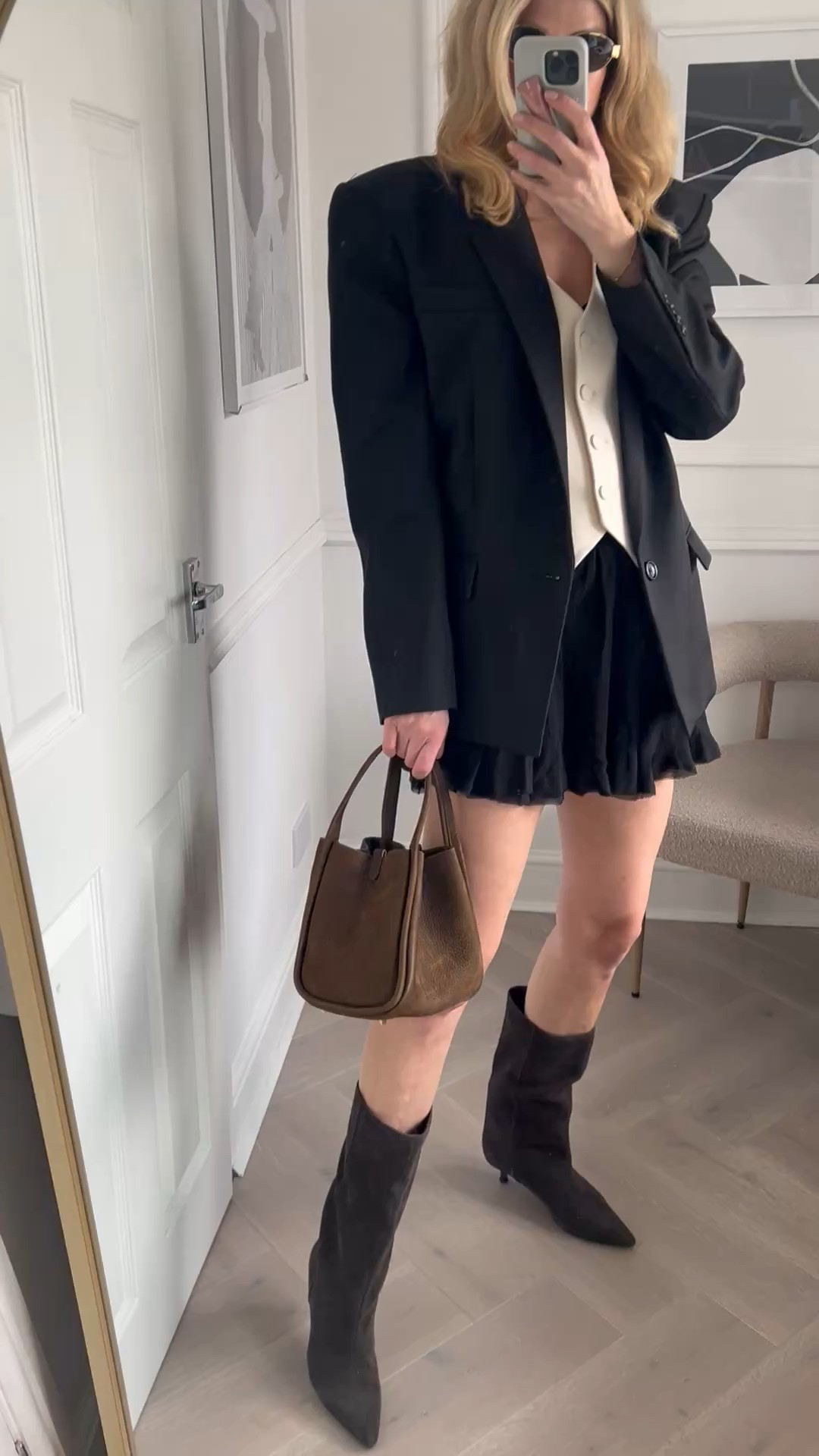 Tailoring, chic outfit, oversized blazer, mini skirt, celine sunglasses, spring outfit 

#LTKspring #LTKuk #LTKeurope