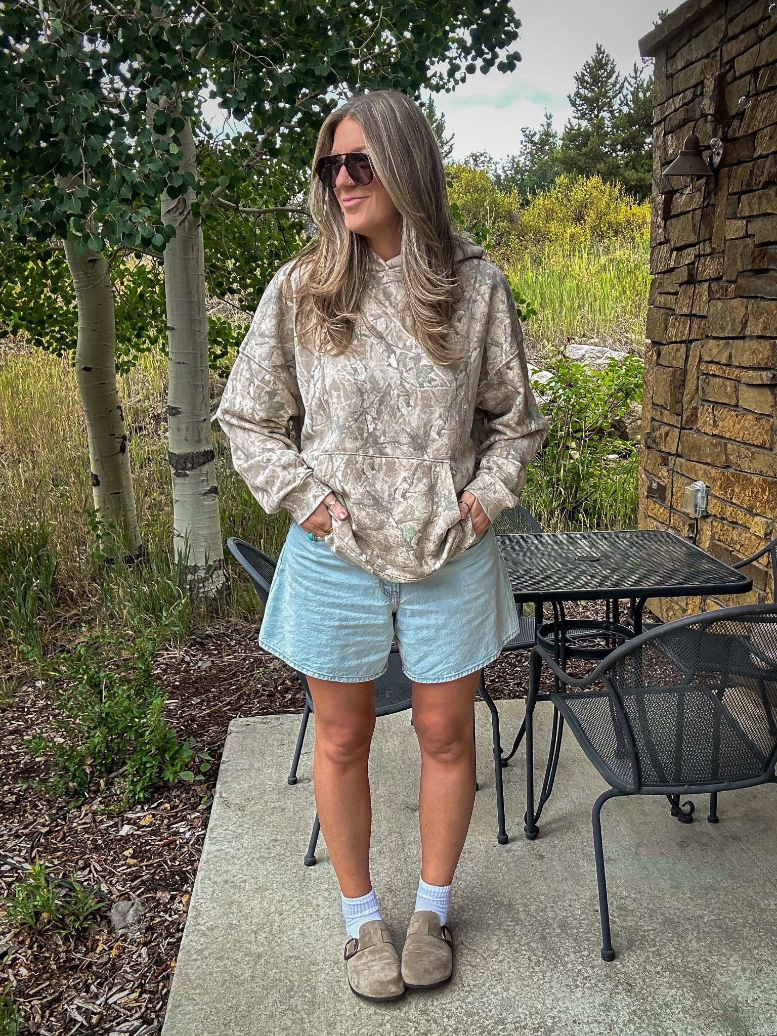 $20 hoodie 👌🏻 comes in a ton of colors, 3 camo, and matching sweatpants. Wearing an XL, 30 curve love shorts (normally standard fit but got the curve for a more flared leg) 11 shoes 

#LTKMidsize #LTKOver40