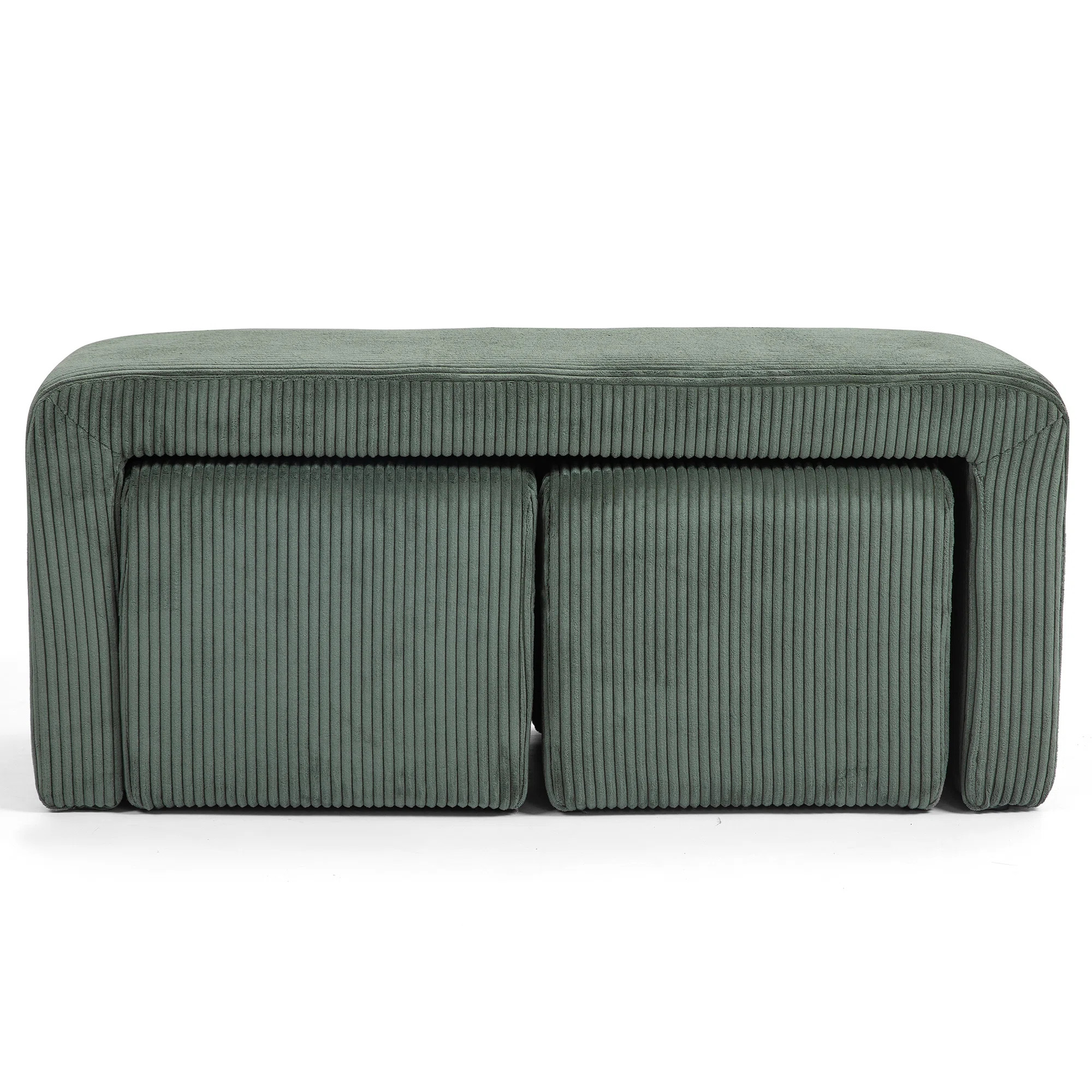 Belgin Corduroy Velvet Fabric Bench with Ottomans | Wayfair North America