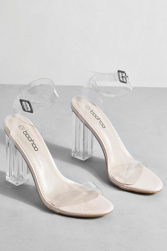 Clear Block Barely There Heels | Boohoo.com (US & CA)