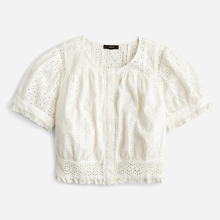 Button-front eyelet crop top | J. Crew US