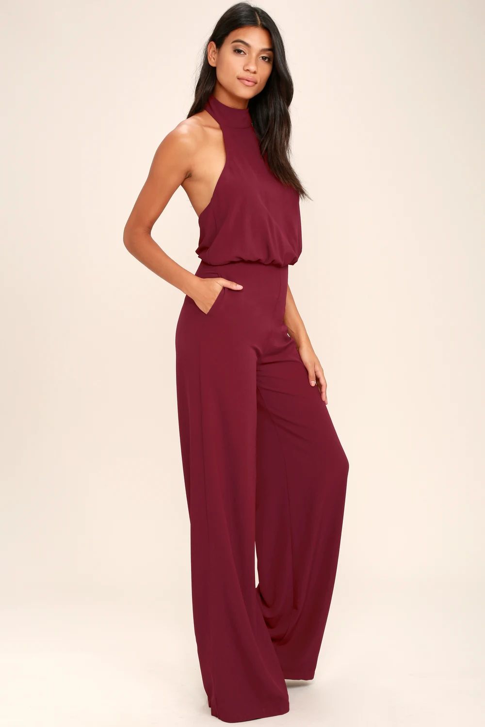 Moment for Life Wine Red Halter Jumpsuit | Lulus (US)