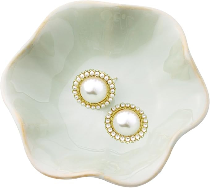 Ceramic Ring Dish, Jewelry Dish Holder, Small Trinket Tray Plate for Earrings Rings Necklaces Key... | Amazon (US)