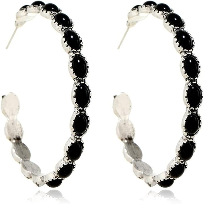 Bohemian Turquoise Earrings Geometric C Shape Drop Dangle Earrings Ethnic Hoop Colorful for Women... | Amazon (US)