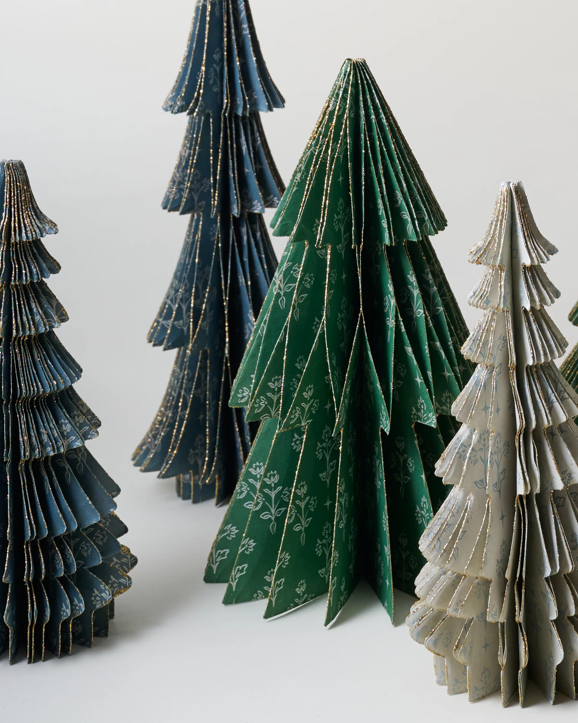 Holiday Floral Set of 9 Decorative Paper Trees | Magnolia