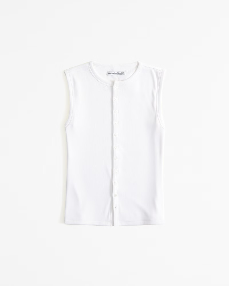 Button-Through Vest Rib Top | Abercrombie & Fitch (US)