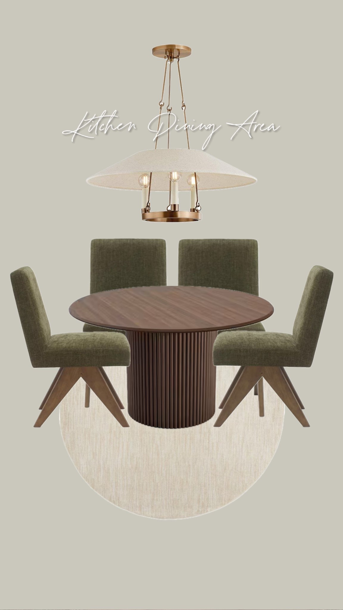 Kitchen Breakfast Nook with dark wood round table and green chairs! 
- our table is the 52’ size 

#LTKHome