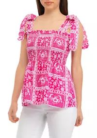 Women's Split Sleeve Smocked Bodice Top | Belk