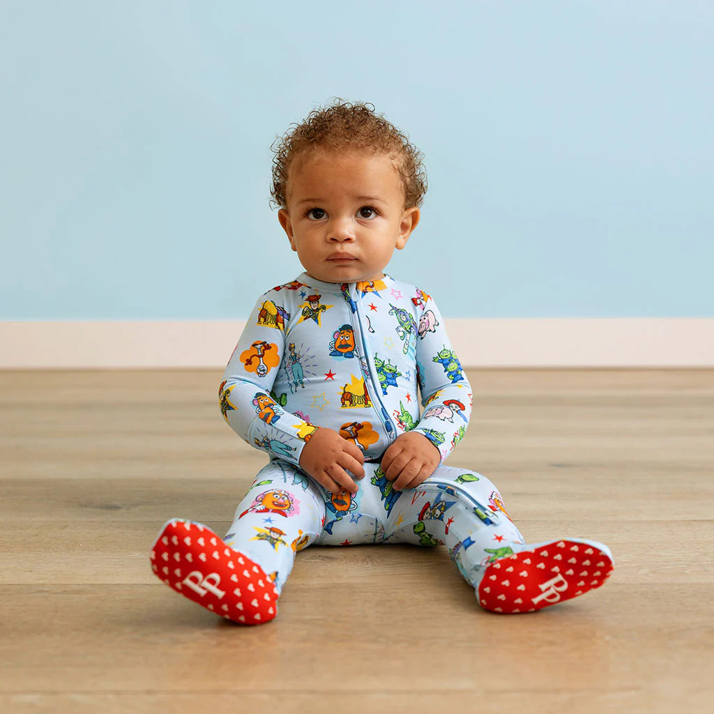 Character Blue Long Sleeve Disney Toy Story Time Footie Zippered One Piece | Posh Peanut\u00ae | Posh Peanut
