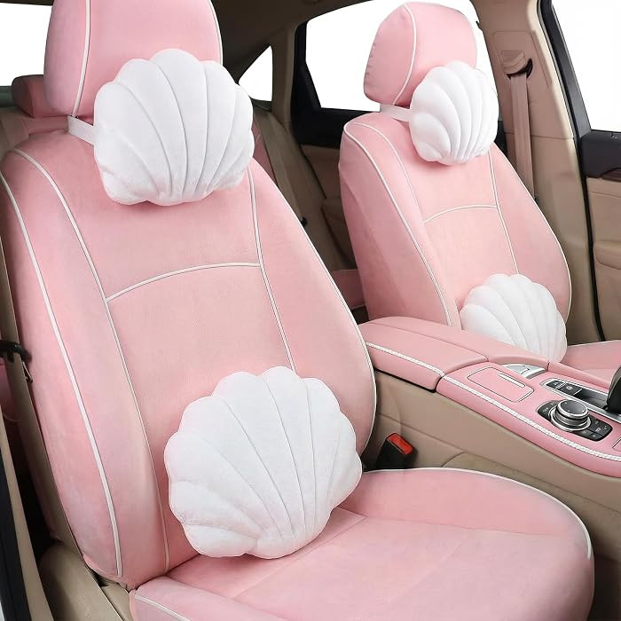 4 Pcs Feeling Cute Plush Seashell Car Headrest Pillow Kawaii Lumbar Support Pillow Soft Sea Shell... | Amazon (US)