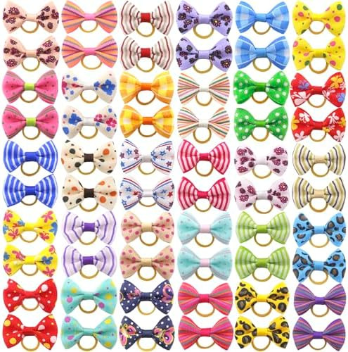 Puppy Dog Hair Bows: with Rubber Bands Small Pet Grooming Girl Doggy Accessories Gifts 60pcs (30 ... | Amazon (US)