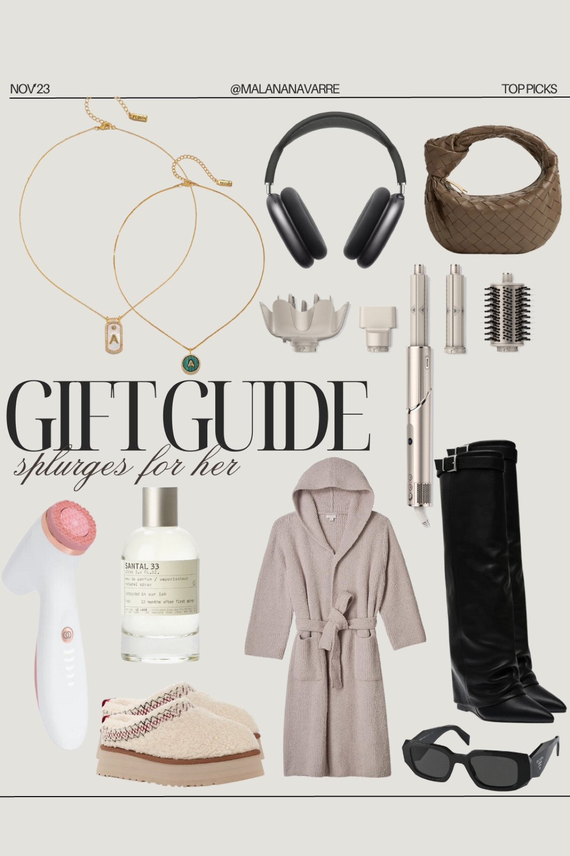 Gift guide for her splurges edition ✨

Shark air wrap
Designer bag
Barefoot dreams
Santal perfume
Lumispa 
Nuskin 
Sequin NYC 
Uggs
Gift guide for her
Gifts for her
Christmas gifts for her
Luxury gifts
Luxe gifts

#LTKHoliday #LTKGiftGuide