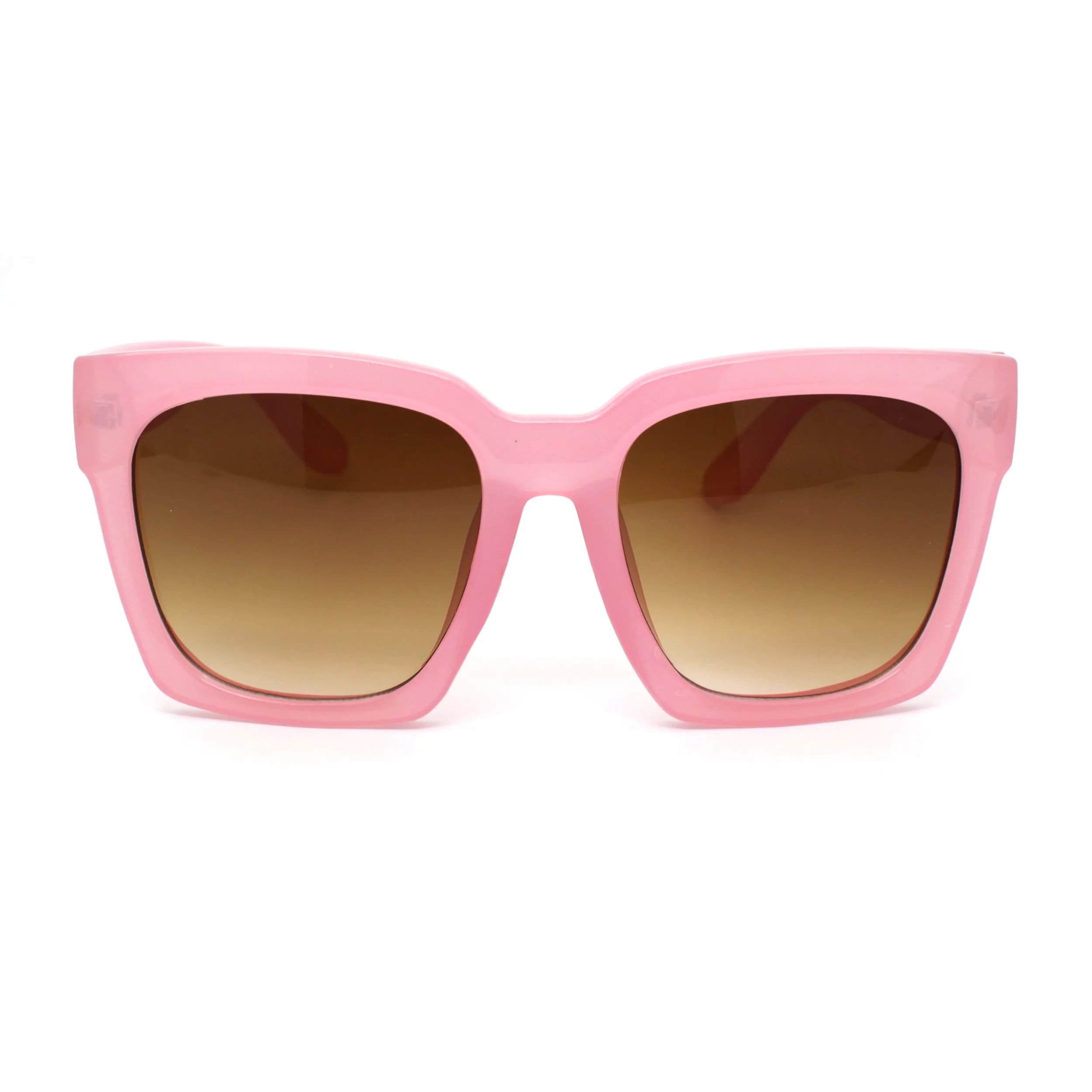 Womens Boyfriend Style Oversize Horned Rim Thick Plastic Sunglasses Pink Gradient Brown | Walmart (US)