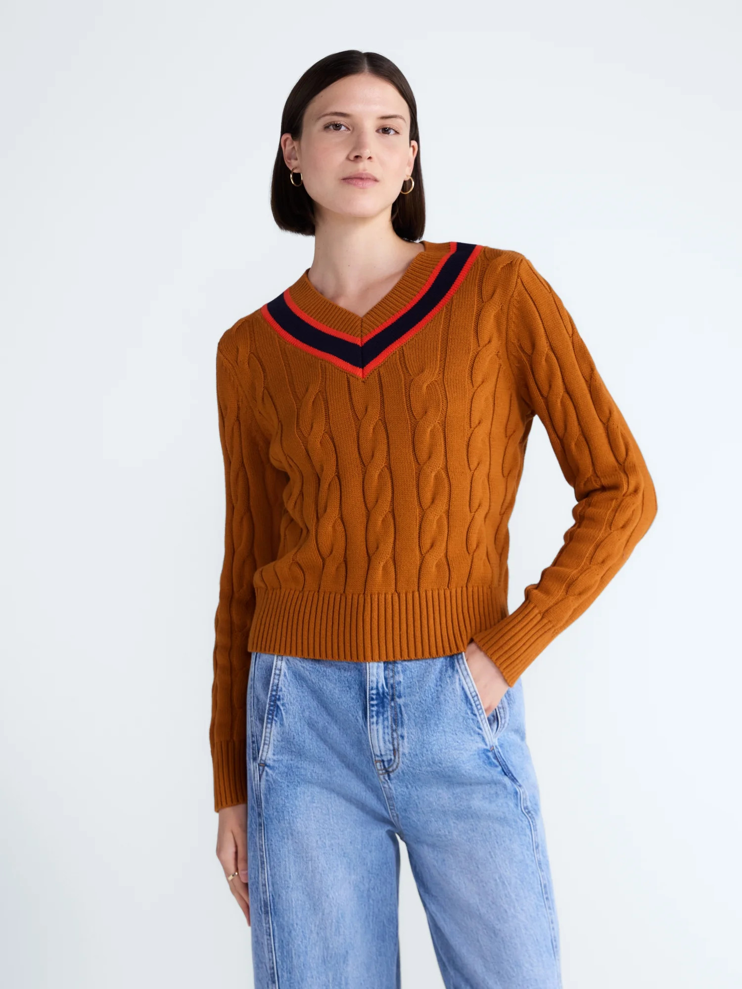 Free Assembly Women's and Women's Plus Cotton Cable Knit Sweater, Midweight, Sizes XS-4X - Walmart.com | Walmart (US)