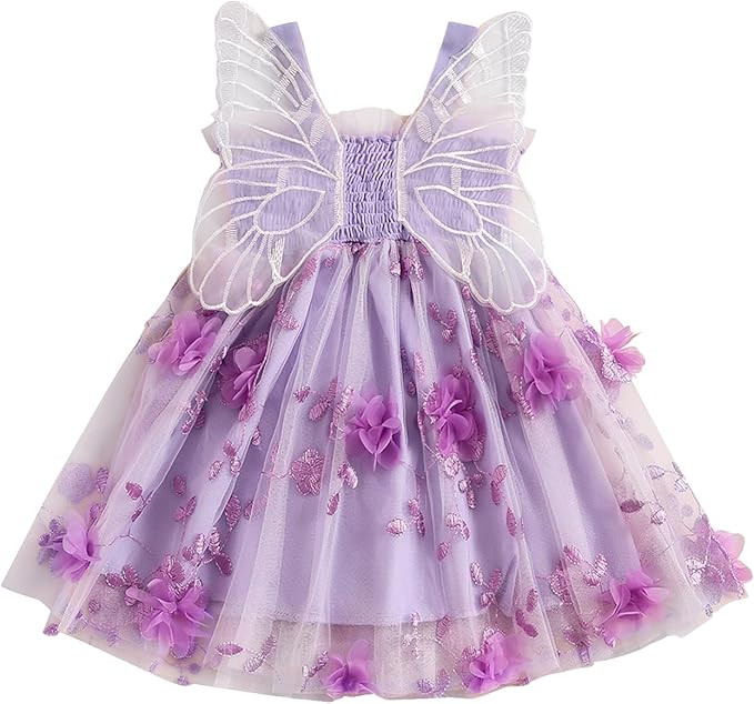 Toddler Baby Girl Butterfly Wings Dress Princess Sleeveless Tulle Butterfly Wing Skirt Birthday P... | Amazon (US)