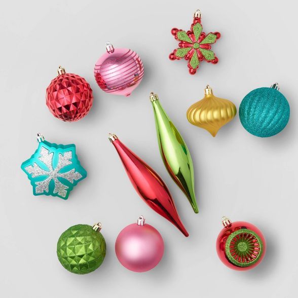 40ct Christmas Ornament Set Mixed Multicolored Brights - Wondershop&#8482; | Target