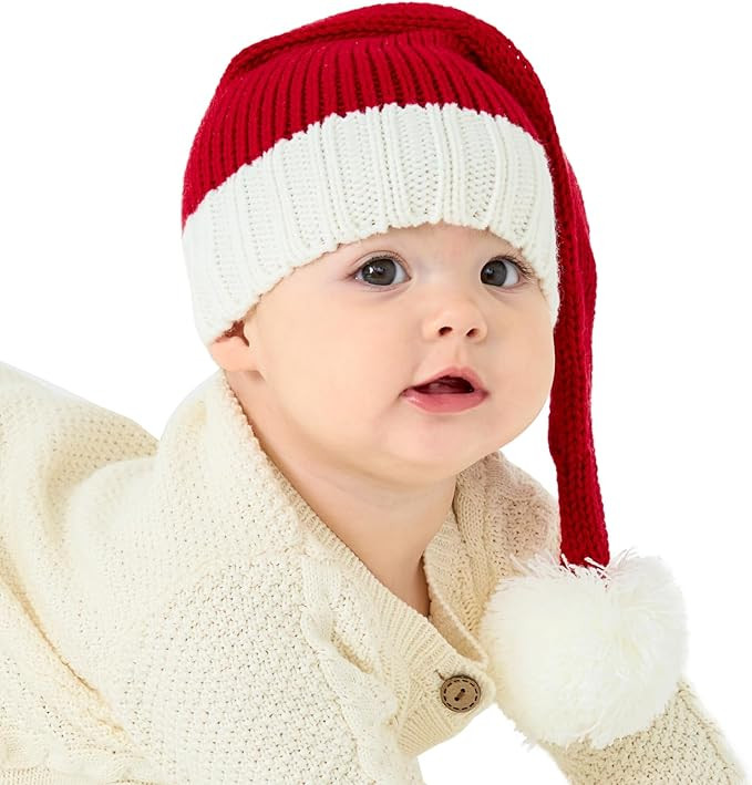 Baby Santa Hat Christmas for Baby Toddler Infant Newborn Washable Fade-restant Knitted Santa Hat ... | Amazon (US)