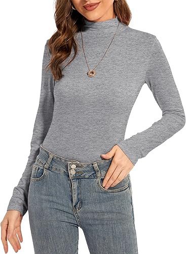 YepClick Women's Long Sleeves Mock Turtleneck Tops Basic Stretch Slim Fit Lightweight Cozy Under ... | Amazon (US)