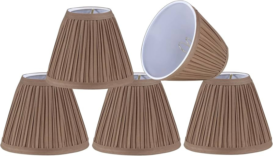 Aspen Creative 51518-5,Mushroom Pleated Transitional Clip-On Chandelier Shade/Heavy Champagne,3"T... | Amazon (US)
