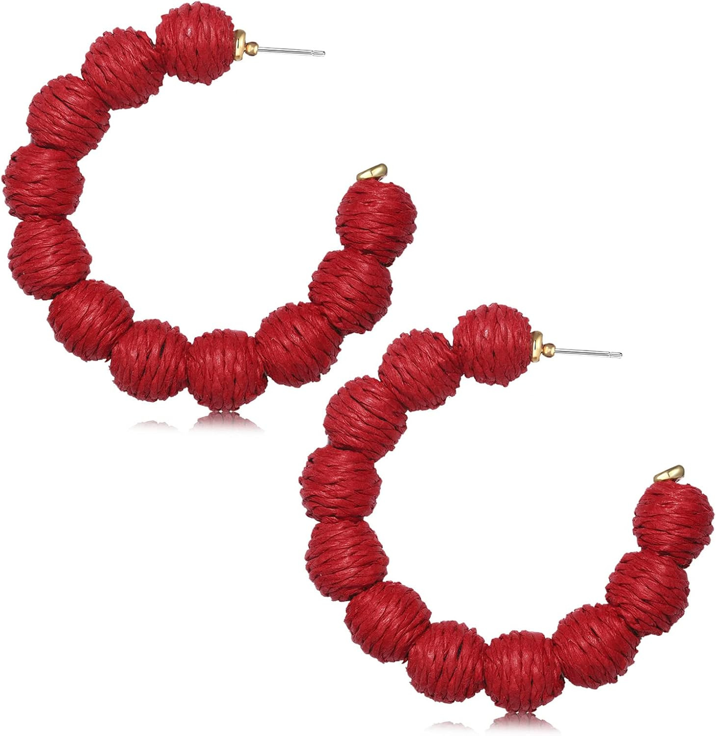 Rattan Earrings Statement Rattan Hoop Earrings for Women Woven Bohemian Earrings Handmade Straw W... | Amazon (US)