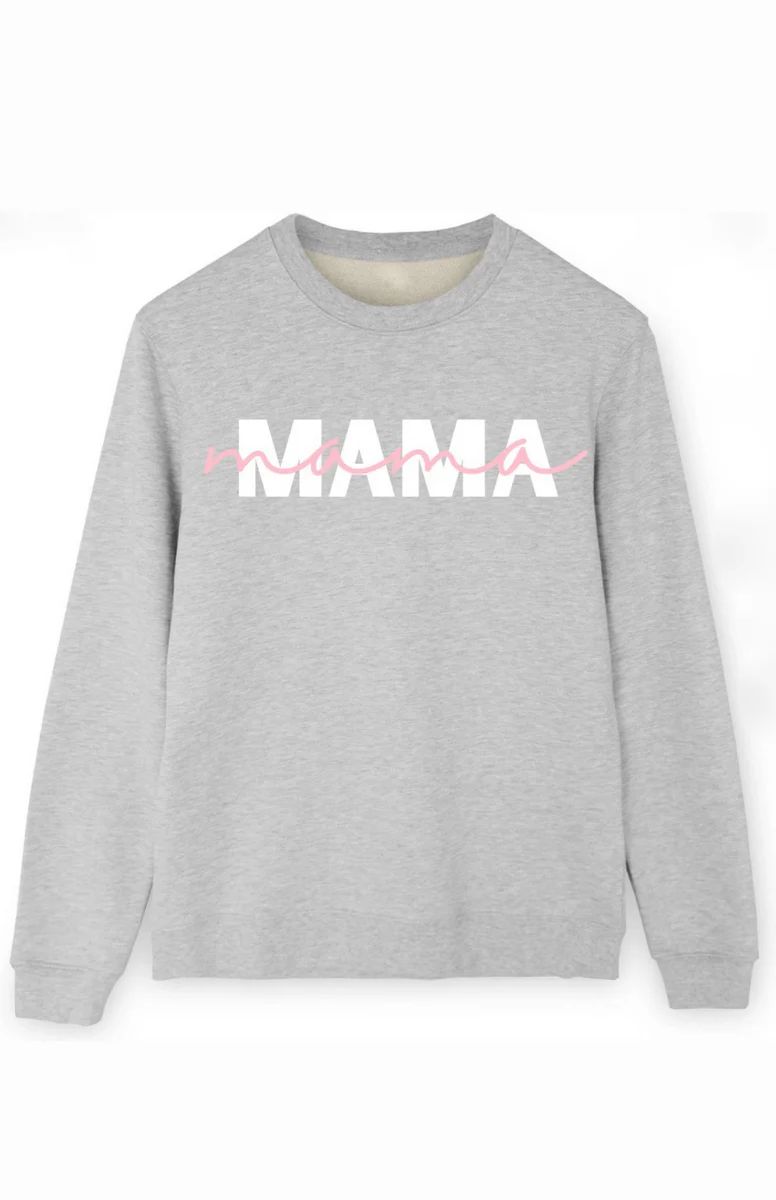 REORDER: MAMA Sweatshirt: Heather Gray/Pink | Shophopes