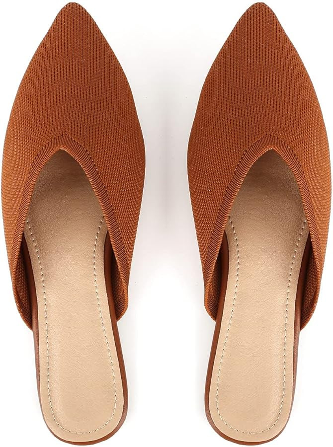 Slocyclub Flat Mules for Women, Closed Pointed Toe Flat Loafers for Ladies, Slip-On Home Knitted ... | Amazon (US)