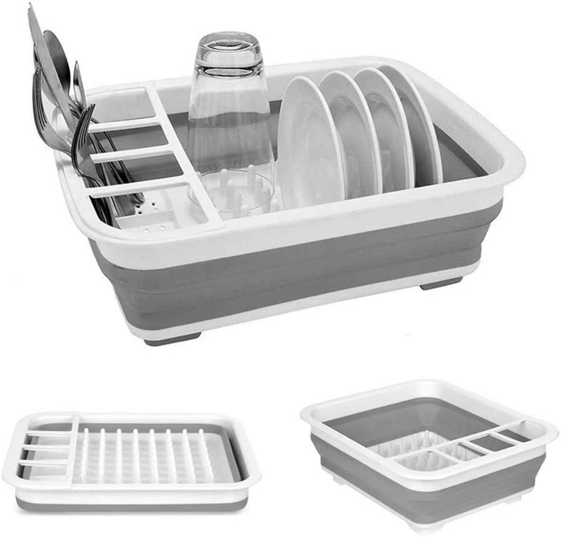 Happylost17 Collapsible Dish Drying Rack, Portable Dish Drainer, 14.5 x 12.4 x 2-5 inches, Gray | Walmart (US)