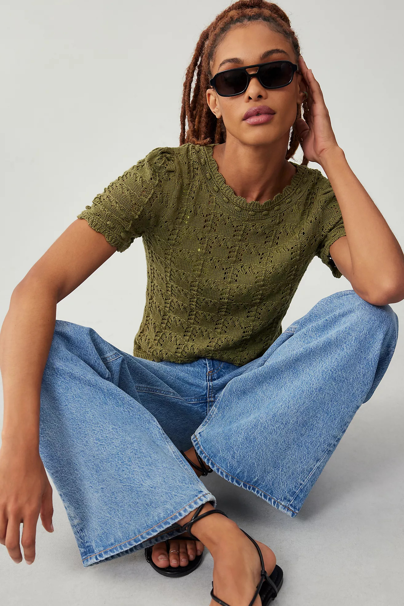 By Anthropologie Pointelle Sweater Tee | Anthropologie (US)