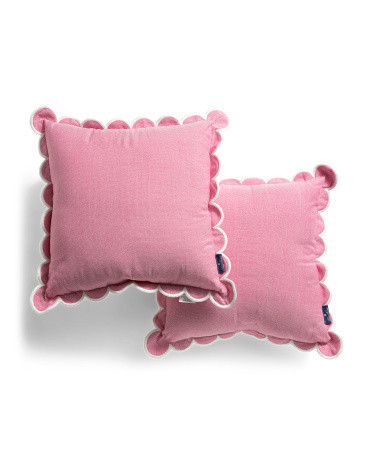 2Pk 18X18 Outdoor Scalloped Trim Pillows, Polyester | TJ Maxx