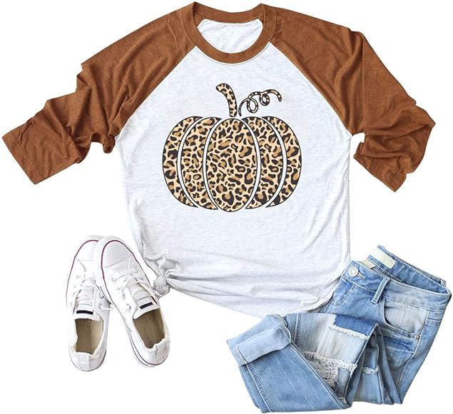 Pumpkin Shirts for Women Funny Halloween Clothing Fall T-Shirts Top | Amazon (US)