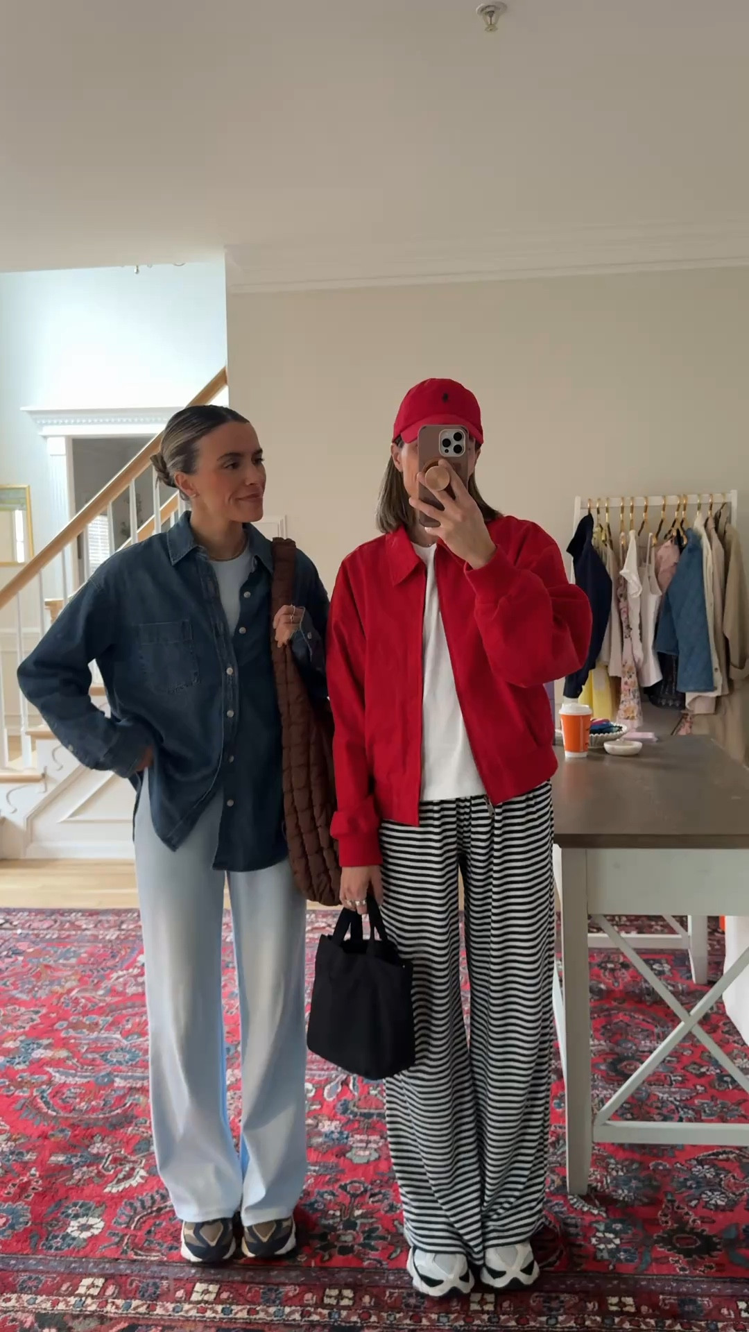 Ribbed pants and stripped pants size small (could have done XS in striped brush pants) 
Jacket size medium 

#LTKgrwm #LTKmomlife #LTKdayinmylife