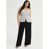 High-Rise Wide-Leg Wide Leg Linen-Blend Trouser in Black | Torrid (US & Canada)