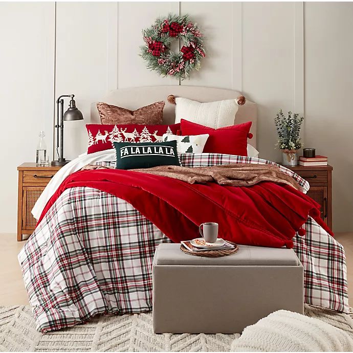 Bee & Willow™ Home Holiday Cream Tartan 3-Piece Comforter Set | Bed Bath & Beyond | Bed Bath & Beyond