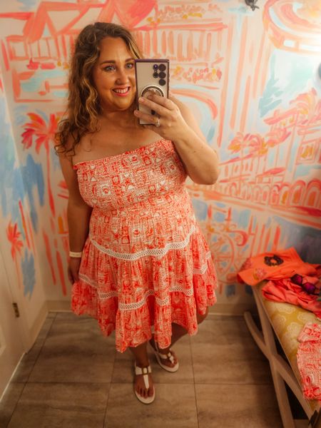 Tried this one on today in an XLThis is the Kelvina strapless smocked dress. This has plenty of room up top if you do have a larger chest and the skirt is full. IMO this is more what I would wear up to the pool over a swimsuit but I could also see wearing this with a white Tatum cardigan or the new white oversized Jean jacket as well. Its really cute on! Very light as well. #livinglargeinlilly #lillytryon ##lillypulitzer #plussize #midsize #summerinlilly 

#LTKmidsize #LTKplussize #LTKstyletip
