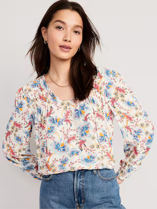 Matching Crinkled Smocked Poet Swing Blouse for Women | Old Navy (US)