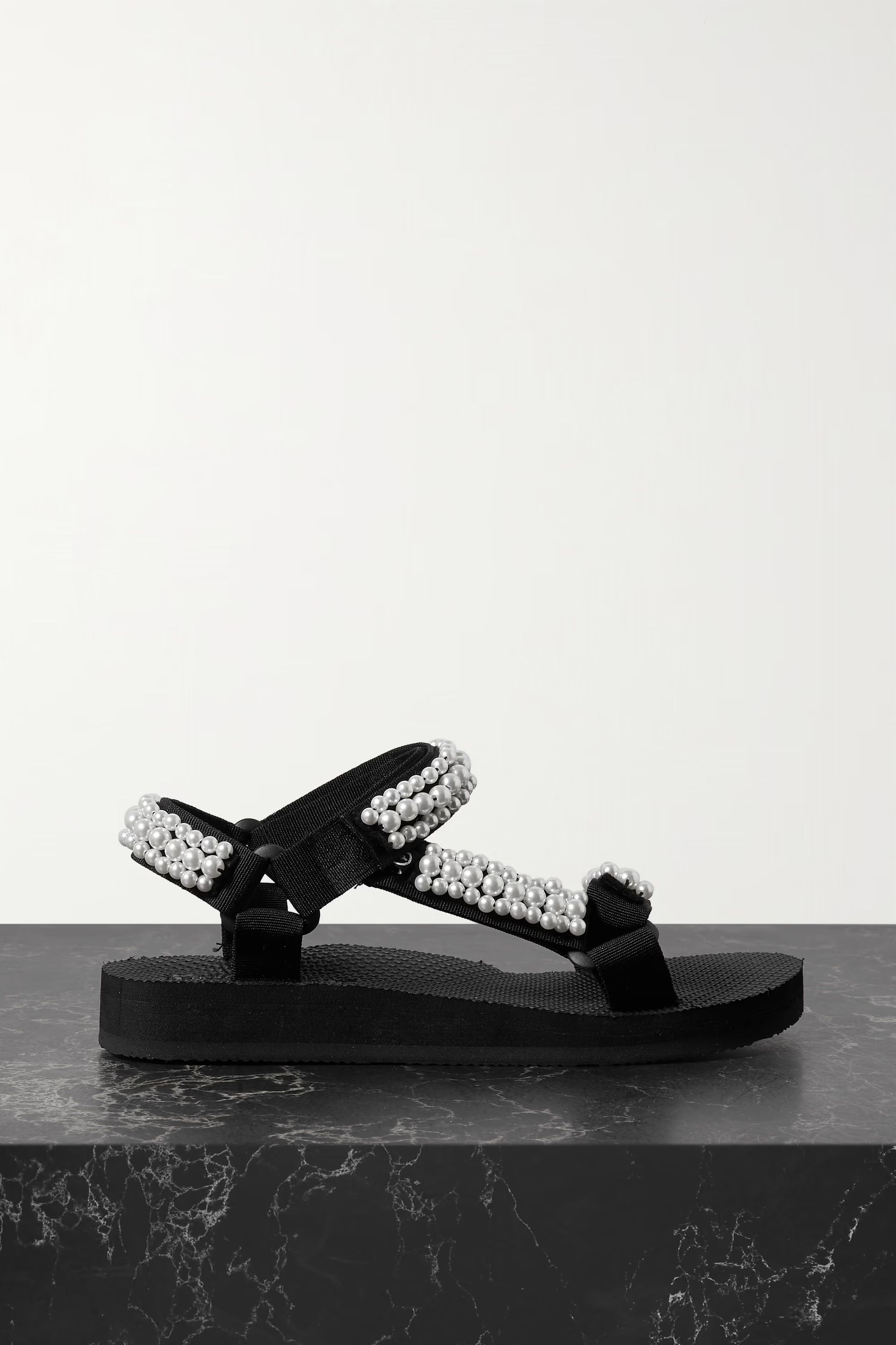 Trekky faux pearl-embellished canvas sandals | NET-A-PORTER (US)