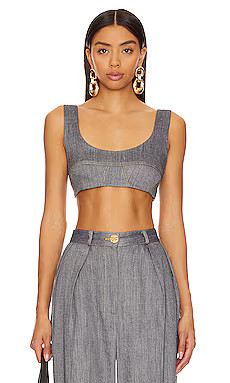 MATTHEW BRUCH Bra Top in Denim from Revolve.com | Revolve Clothing (Global)
