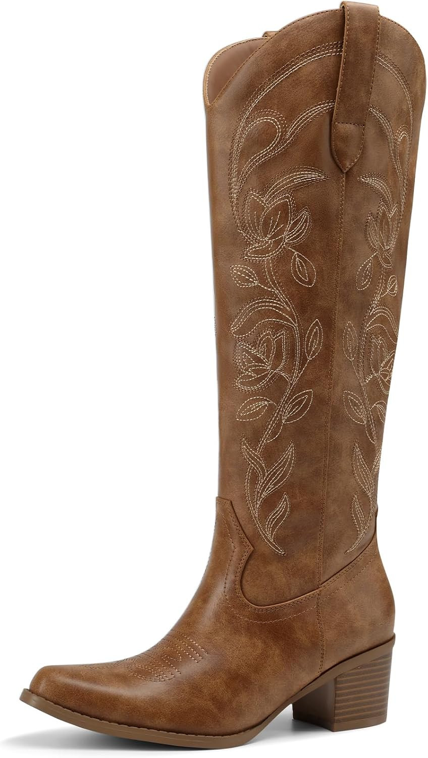 DREAM PAIRS Cowboy Cowgirl Knee High Boots for Women | Amazon (US)