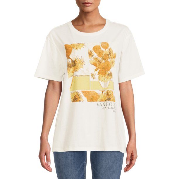 Time and Tru Women's Sunflowers Graphic Short Sleeve Tee - Walmart.com | Walmart (US)