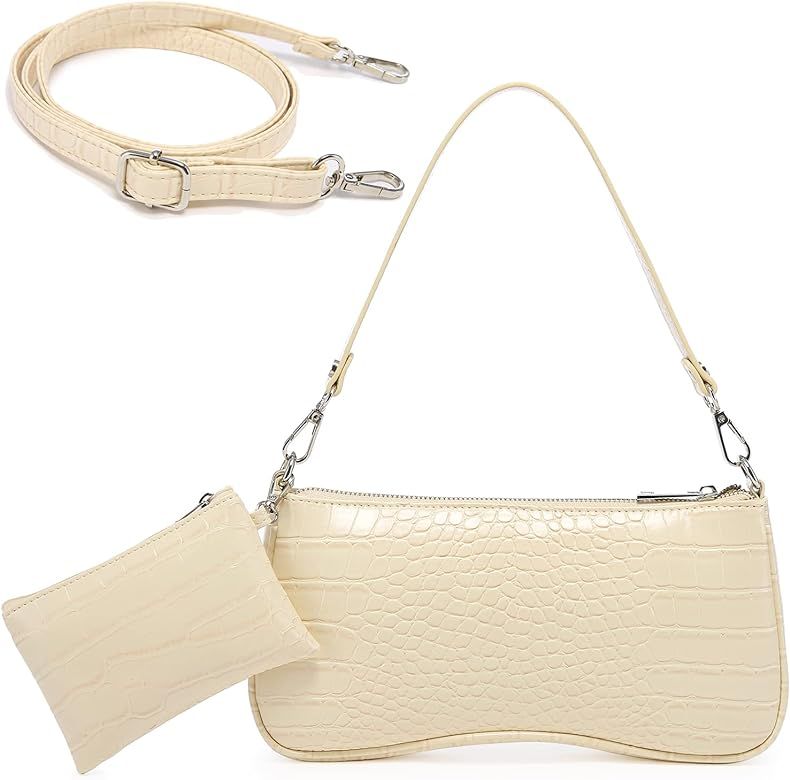 Y2k Purse Shoulder Bag Trendy Purse Retro Small Purse Mini Crocodile Shoulder Handbags for Women wit | Amazon (US)