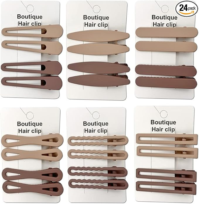 Modixun 24pcs Milk Tea Color Hair Clips, 6 Series Metal Hair Barrettes, Non-slip Alligator Hair C... | Amazon (UK)