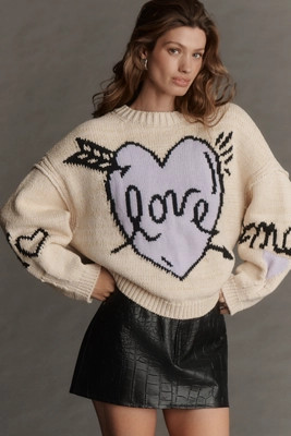 Maeve Lovestruck Long-Sleeve Crew-Neck Sweater | Anthropologie (US)