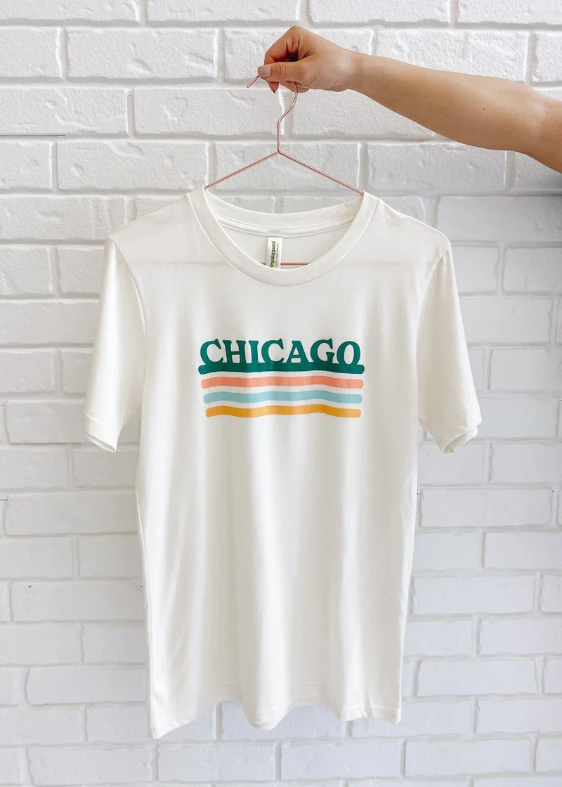 Chicago Retro Stripe Tee - Green Combo | Alice & Wonder